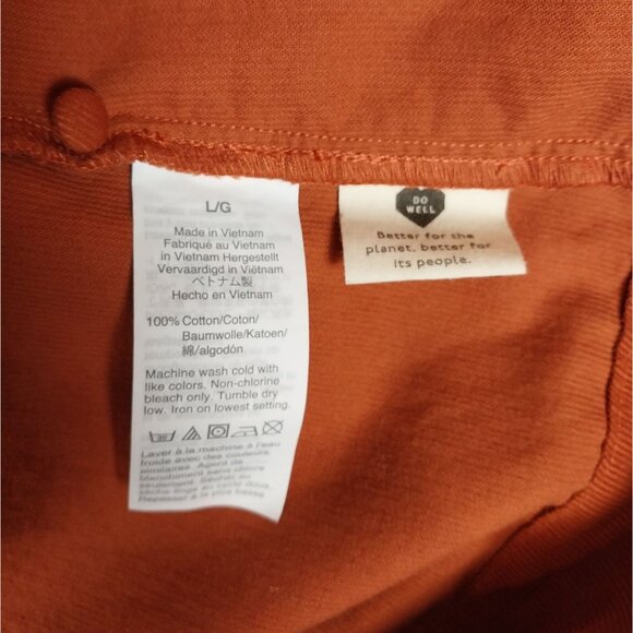 Madewell Corduroy Puff-Sleeve Mini Dress Burnt Orange Pockets  Sz L - Picture 11 of 14